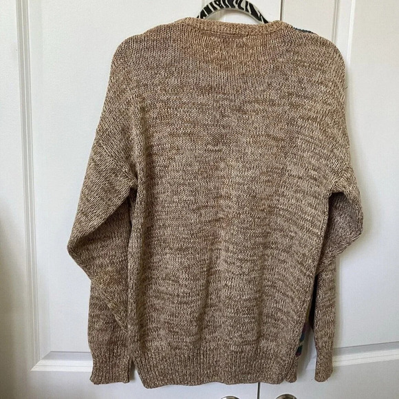 Vintage Northern Isles Floral Abstract Knit Sweater Tan Neutral Granny - Picture 4 of 5